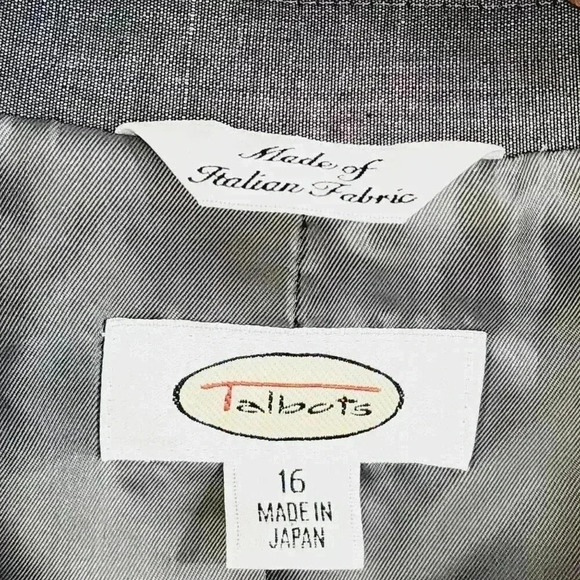 Talbots Womens Mohair/Wool Blend Grey Pinstripe Blazer Jacket Size 16 - Picture 3 of 6